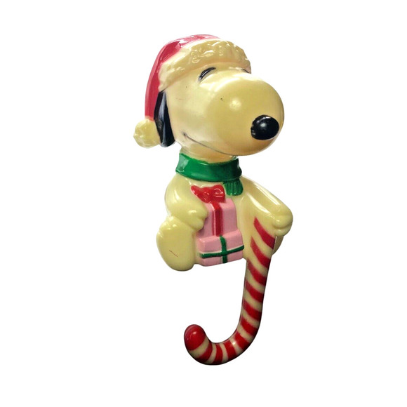 Vintage Snoopy Christmas Stocking Holder Hanger Plastic Retro 1970s 1980s - Picture 1 of 12
